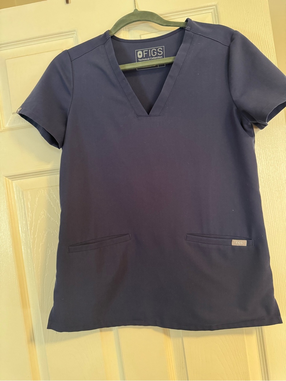 FIGS Women's Dark Blue V-Neck Short Sleeve Scrub Top